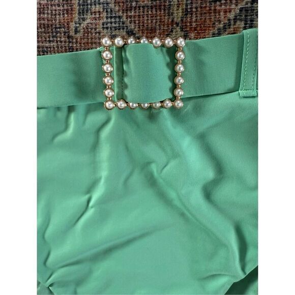 We Wore What XL Green Emily High Waisted Bikini Swim Bottoms in Crème De Menthe - Picture 4 of 6